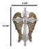 Rustic Western Faux Tooled Silver Praying Angel With Golden Wings Wall Cross