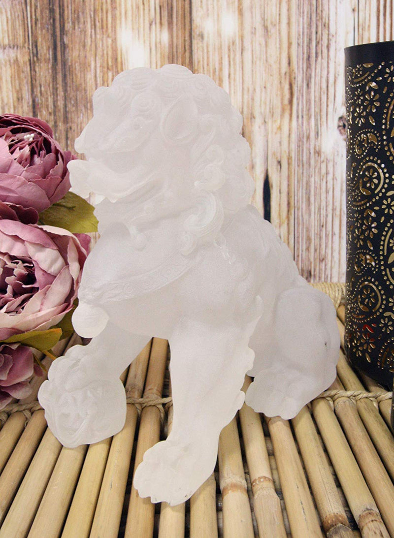 Ebros Lucite Acrylic Translucent Left and Right Pair Of Foo Dog Lion Statues Set