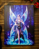Ebros Anne Stokes Enchantment Triple Moon Fairy Wood Framed Canvas Wall Decor