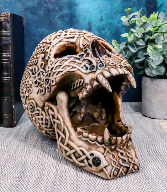 Ebros Celtic Knotwork Bloodlust Vampire Skull Ashtray Statue 7.5"L Blood Sucking Dracula Skeleton Cranium Figurine