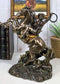 Rustic Western Desert Rodeo Cowboy On Rearing Horse With Lasso Ropes Figurine