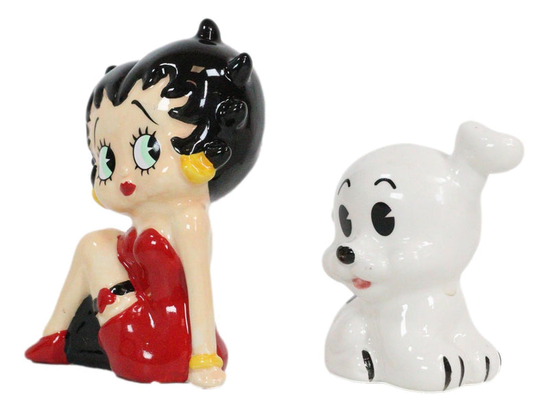 Comical Betty Boop And Pudgy Dog Collectible Ceramic Salt And Pepper Shakers Set