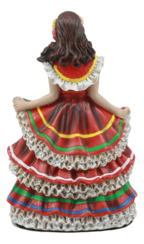 Day Of The Dead Traditional Red Gown Sugar Skull Dancer Statue Vivas Calacas - Ebros Gift
