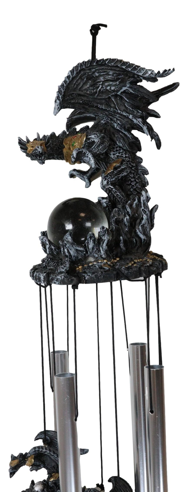 Armored Battle Dragon Crystal Sphere Resonant Relaxing Wind Chime Garden Patio