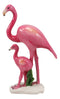 Ebros Tropical Rainforest Birds Pink Flamingo Mother W/ Chick Family Figurine