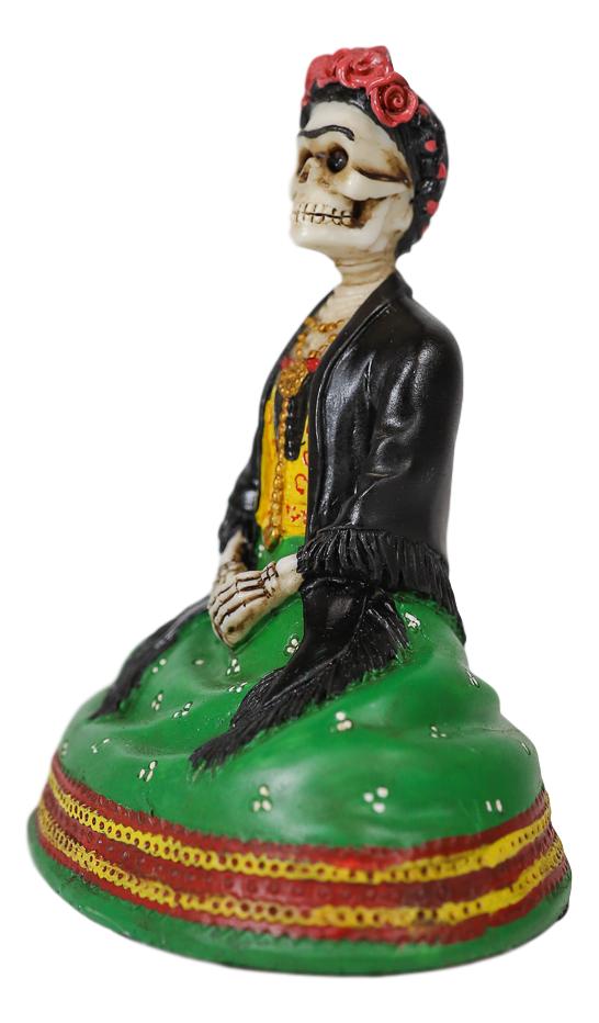 Ebros Mexican Dias De Los Muertos Sitting Lady Skeleton Day of The Dead Statue 4"Tall