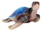 Nautical Ocean Blue Hues Giant Sea Turtle Swimming Figurine 9.5"Long Tortoise