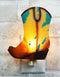 Rustic Western Cowboy Boot Turquoise Cowskin Design Wall Plug In LED Night Light