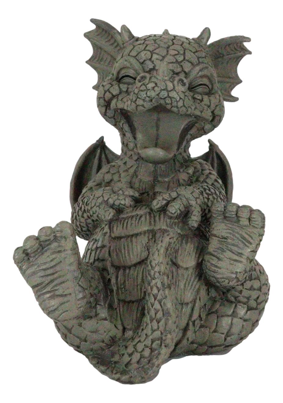 Ebros Whimsical L.O.L Soul Garden Laughing Out Loud Dragon Statue 7.75" Tall Faux Stone Resin Finish Hilarious LOL Fantasy Animated Dragons Welcome Guest Greeter Decor Figurine - Ebros Gift