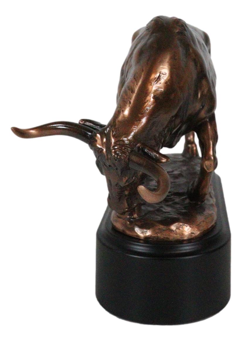 Wall Street Charging Bull Bronze Electroplated Resin Statue With Pedestal Base