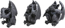 Ebros Winged See Hear Speak No Evil Squatting Gargoyle Shelf Sitters 3.75" Tall