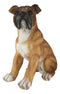 Large 16"H Adorable Realistic Sitting Fawn Boxer Muscle Dog Decorative Statue