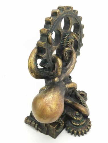 Giant Deep Sea Octopus Kraken Hauling Sunken Ship Gears Paperweight Figurine