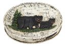 Ebros Rustic Black Bear in Pine Tree Bathroom Bar Soap Dish W/ Birch Wood Finish