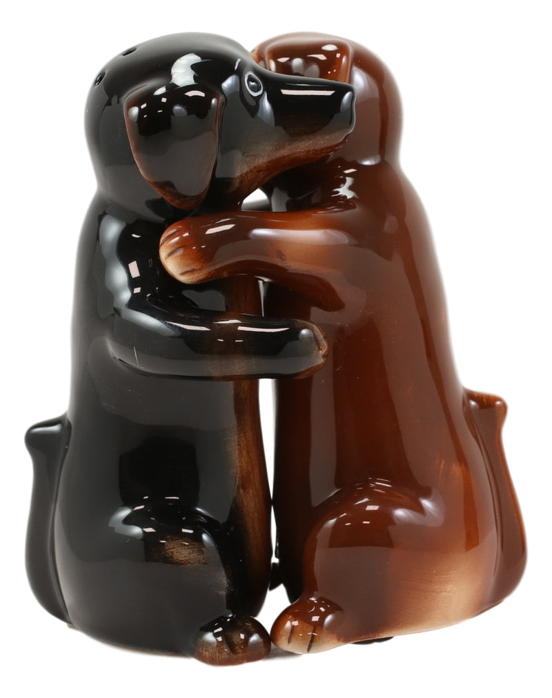 Wiener First Dance Dachshund Dogs Hugging Salt and Pepper Shakers Figurine Set