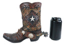 Rustic Western Texas Star Cowboy Boot Spur Faux Leather Wine Holder Floral Vase