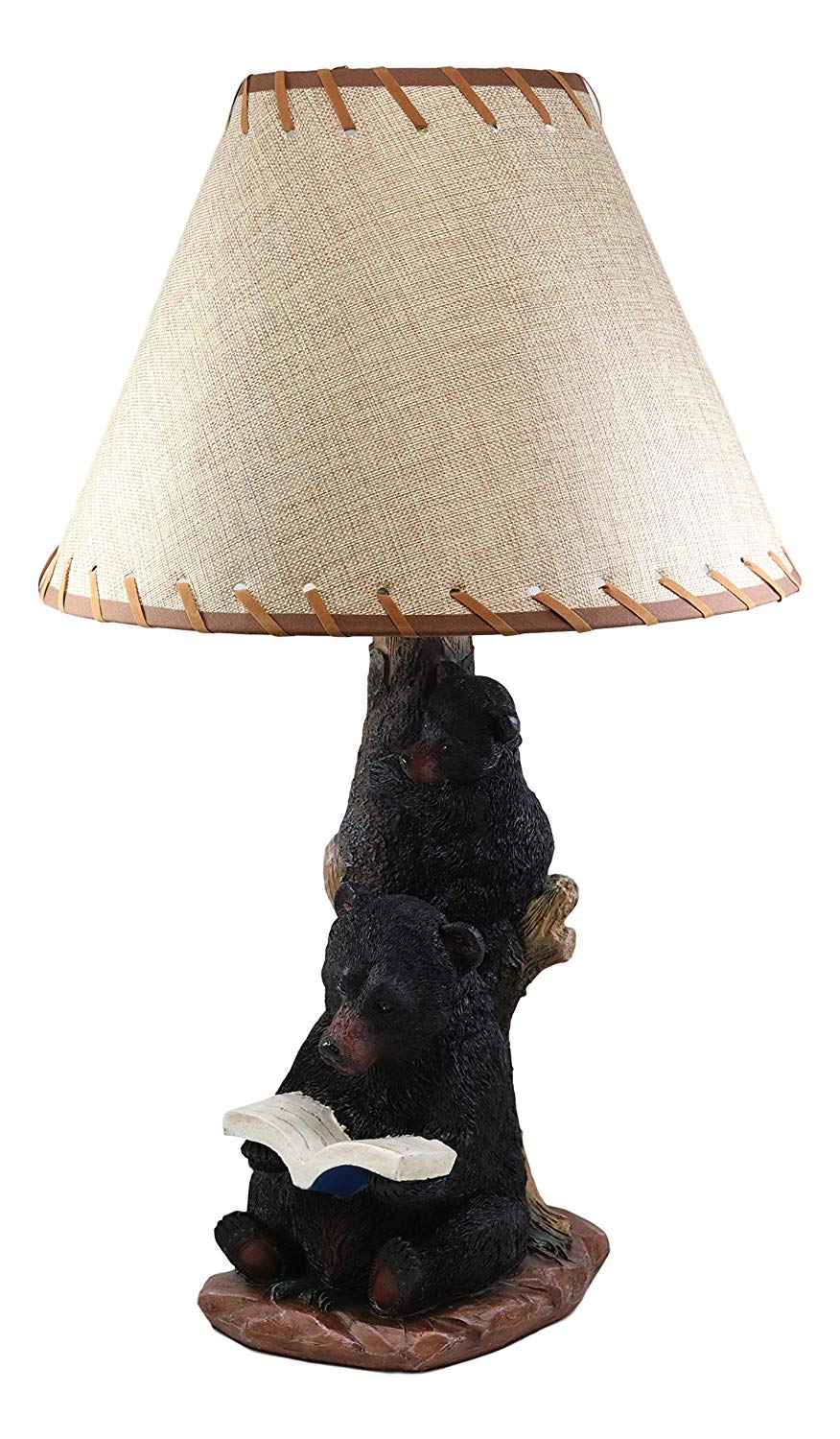 Ebros Story Time Fable Mother Bear Reading Book To Her Cub By Tree Table Lamp - Ebros Gift