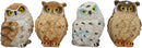 Ebros Peeking Colorful Nocturnal Fat Owls Miniature Figurine Set of 4 Whimsical