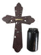Western Family Tooled Tuscan Fleur De Lis Floral Scrollwork Horseshoe Wall Cross