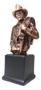 Fireman Carrying Fire Fighter Hose Reel Portrait Bust On Trophy Base Statue