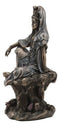 The Water And Moon Goddess Kuan Yin Bodhisattva Statue In Bronzed Resin 7"Tall