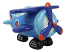 Large Blue Aircraft Air Plane Boys Girls Children Money Coin Piggy Bank Figurine