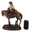 Western Desert Cowboy On Saddleback Brown Stallion Horse By Cactus Figurine