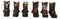 Western Tooled Leather Finish Mini Cowboy Boots With Spurs Figurine Set Of 6