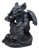 Ebros Large Gargoyle by Skull Graveyard Statue with Get Off My Lawn Sign 15"H Sculpture