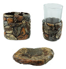 Rustic Stony Cross Love Joy Hope Tumbler Cup Soap Dish & Toothbrush Holder Set