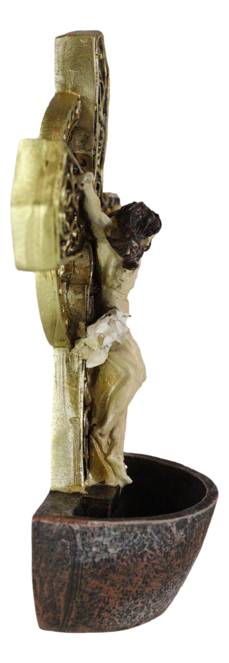 Jesus On The Cross Crucifix Wall Mount Or Desktop Dresser Plaque Holy Water Font
