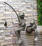 Ebros Large Verdi Green Aluminum Mama Frog and Baby Frog Fishing Garden Statue Bonding Time Whimsical Frog Themed Pond Patio Poolside Decorative Edge Sitter Sculpture Figurine