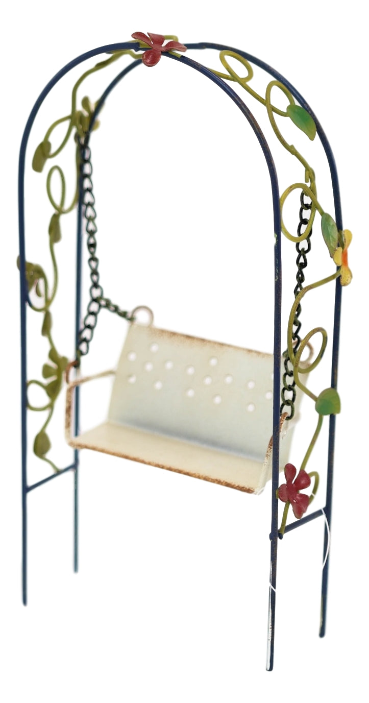Enchanted Garden Decorative Metal Arbor Swing Mini Fairy Garden Figurine