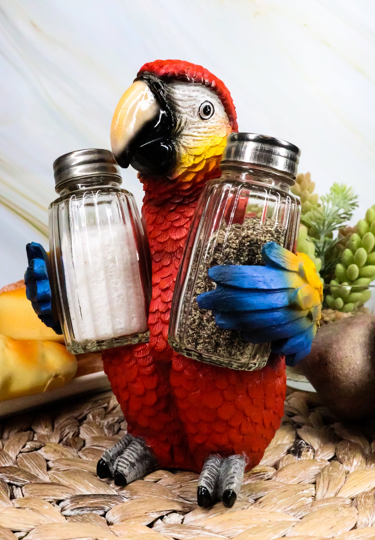 Ebros Tropical Rainforest Red Scarlet Macaw Parrot Salt Pepper Shakers Holder - Ebros Gift