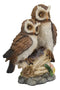 Romantic 2 Great Horned Owl Couple On Tree Stump Statue 6.25"H Valentines Owls