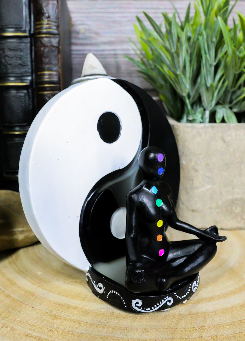 Chakra Yoga Avatar With Black And White Yin Yang Backflow Incense Cone Holder