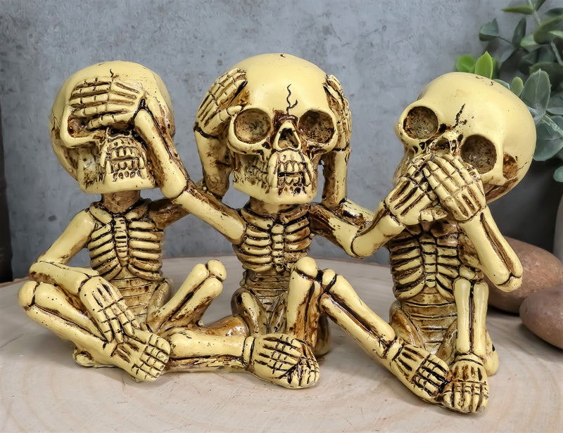 Ebros Gothic Alchemy See Hear Speak No Evil Skeletons Macabre Figurine