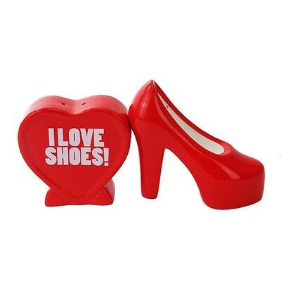 Ebros I Love Heels Ceramic Magnetic Salt Pepper Shakers - Ebros Gift