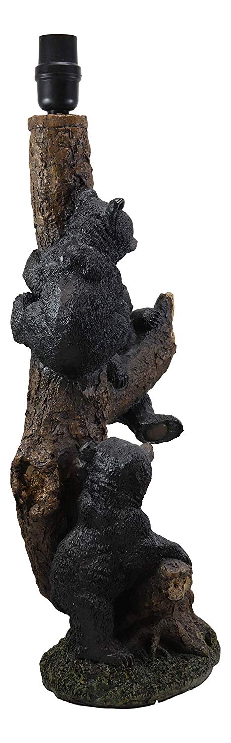 Ebros Whimsical 3 Adventurous Black Bear Cubs Climbing Stunted Tree Table Lamp