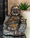 Lucky Buddha With Golden Nugget & Coins Figurine Buddhism Eastern Enlightenment