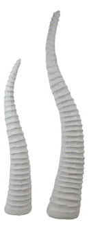 Set of 2 Rustic White African Gazelle Antelope Horns Decorative Vegan Sculptures