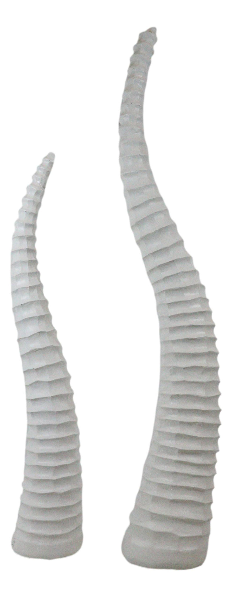 Set of 2 Rustic White African Gazelle Antelope Horns Decorative Vegan Sculptures