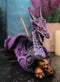 Purple Night Sky Dusk Skull Grave Dragon Growling Incense Holder Burner Figurine