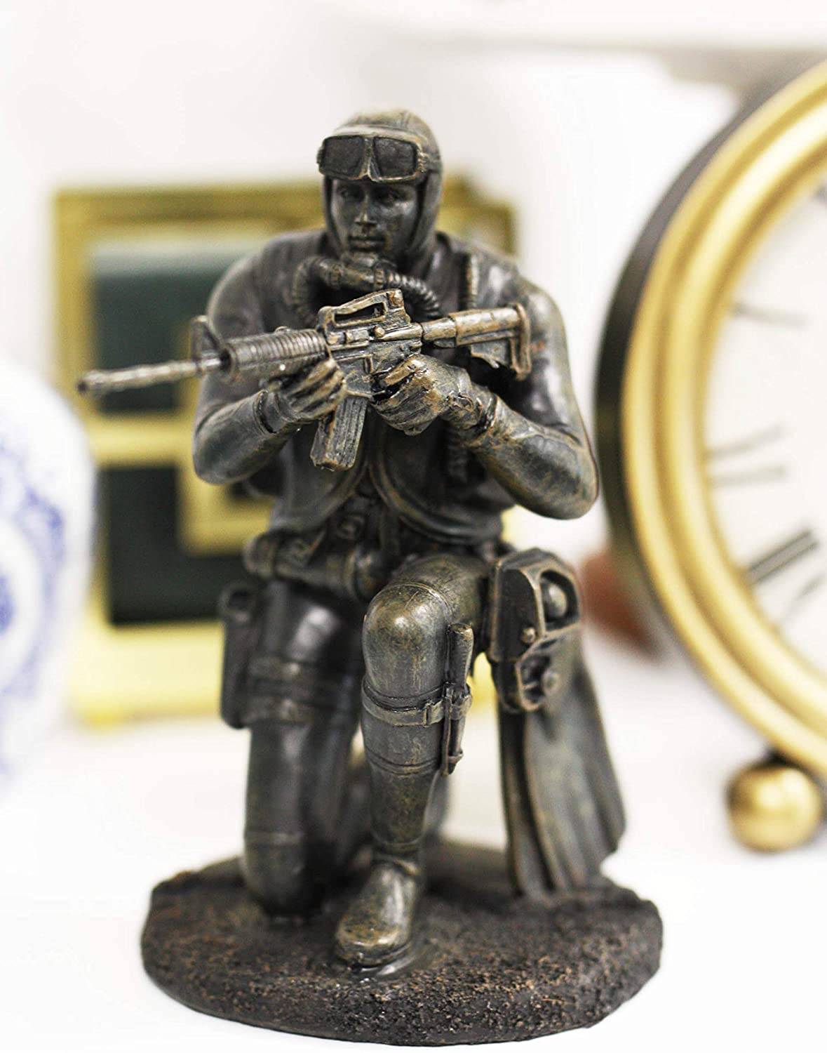 Ebros Battlefield Navy Seal Diver Soldier Taking Aim with Rifle Statue 6" H