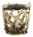 Ebros Wildlife Rustic Buck Elk Deer Stag Entwined Antlers Dry Waste Basket Bin Trash Can Bucket 9" High Nature Lovers Hunters Cabin Lodge Country Home And Office Decorative Accent