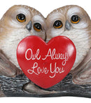 Ebros Romantic Owl Couple Statue Wisdom Of The Forests Love Birds Pair Of Owls Holding Heart Shaped Sign