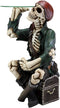 Skeleton Pirate Buccaneer Sitting On Treasure Box Side Table And Wine Holder