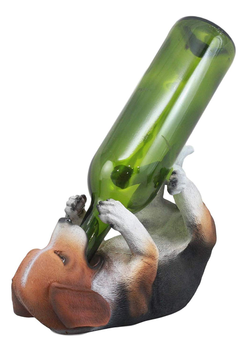 Ebros Realistic Tricolor Beagle Wine Holder Figurine 10" Long Hound Pedigree Dog