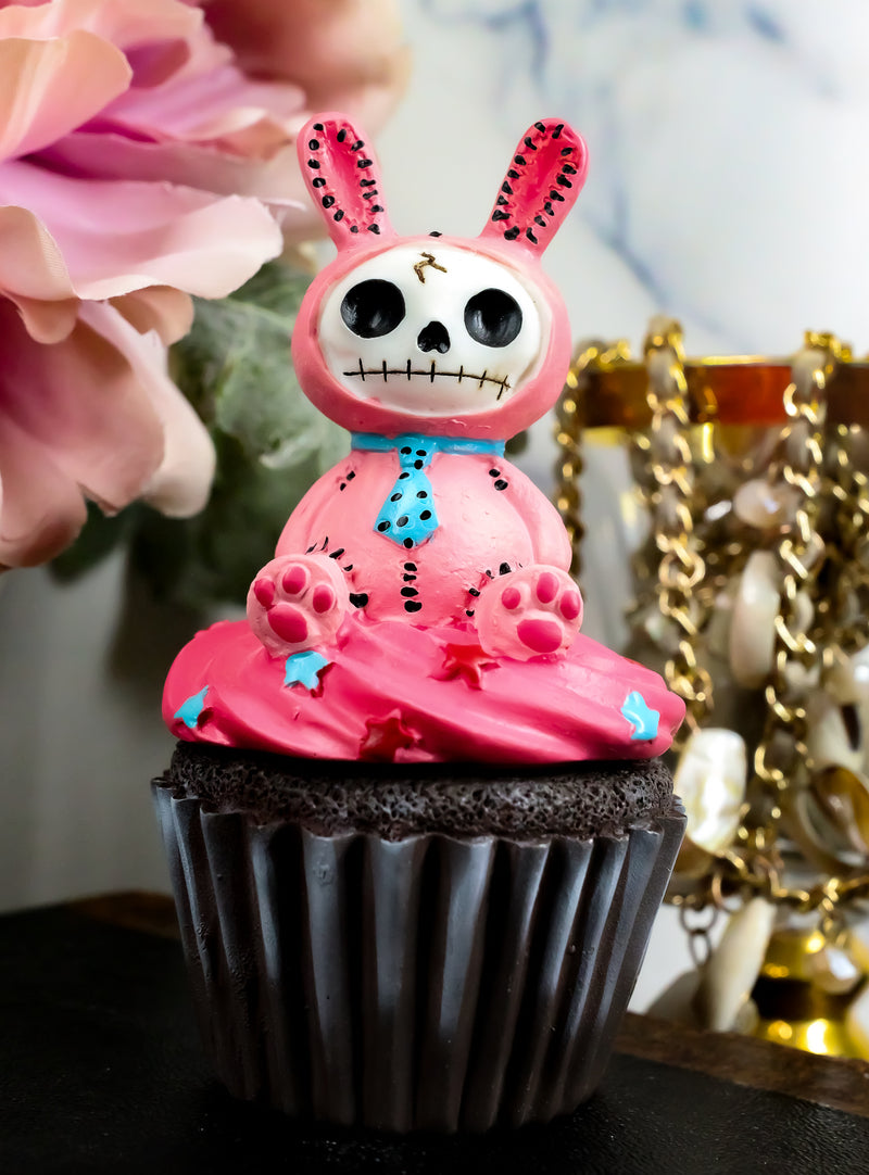 Furry Bones Voodoo Pink Bunny Rabbit Skeleton On Chocolate Cupcake Jewelry Box