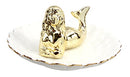 Ebros Gift Golden Resting Mermaid Ceramic Ring Accessory Jewelry Holder Vanity Display Figurine